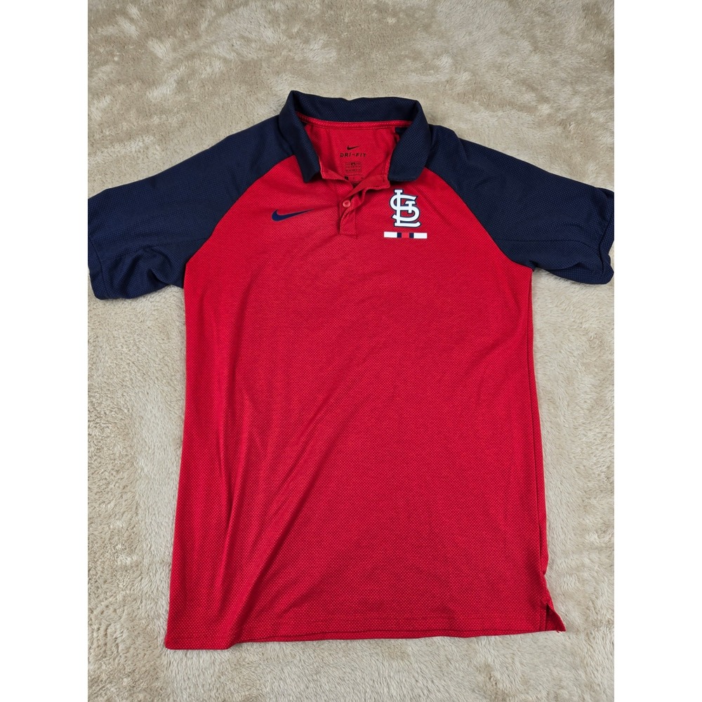 Nike Dri Fit‎ St Louis Cardinals MLB Polo Shirt Men's Size Small Red Navy